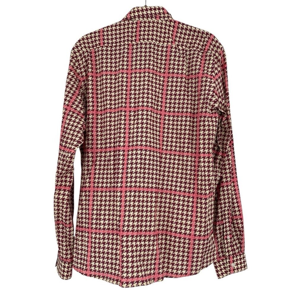 Twisted Tailor Men’s Xl Pink Houndstooth Check Ribery Button Up Slim Shirt Nwt — image 2 of 8